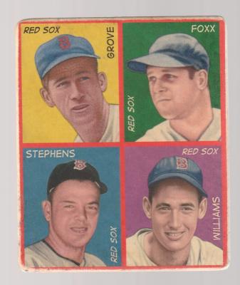 Picture, Helmar Brewing, R321-Helmar Card # 43, Lefty GROVE (HOF); Jimmie FOXX (HOF); Vern Stephens; Ted WILLIAMS (HOF);, AL AMERICAN, Boston Red Sox